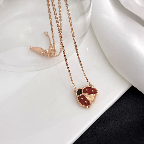 ˇGilded EraˇLUCKY  CARNELIANS LADYBUG NECKLACE