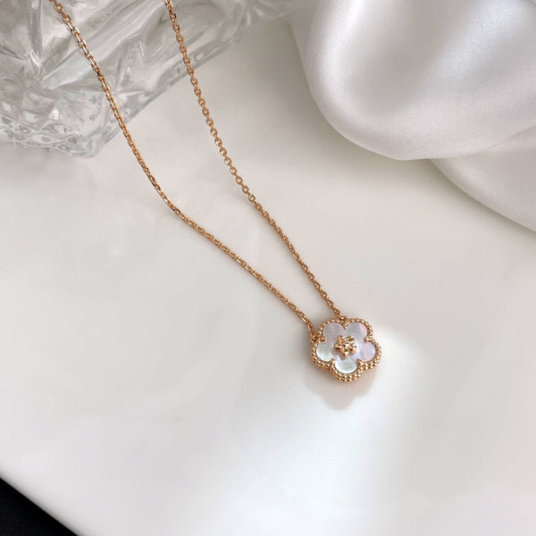 ˇGilded EraˇLUCKY  WHITE MOP  PLUM BLOSSOM NECKLACE