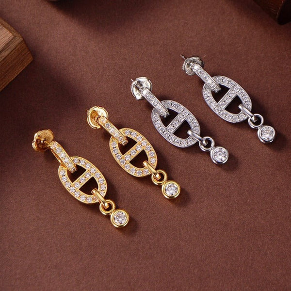 ˇGilded EraˇHM CHAINE DIAMOND EARRINGS