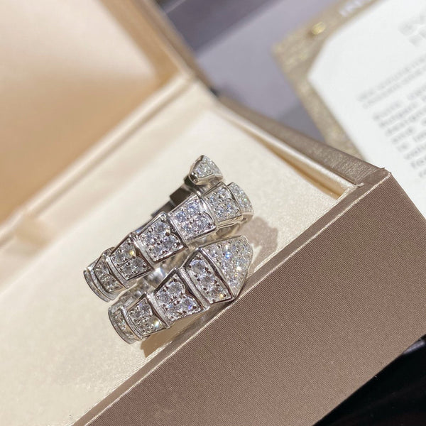 ˇGilded EraˇSERPENTI DOUBLE RING SILVER DIAMOND PAVED