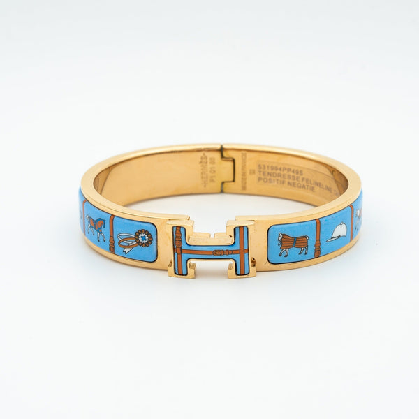 ˇGilded EraˇH PINK GOLD BRACELET BLUE CERAMIC