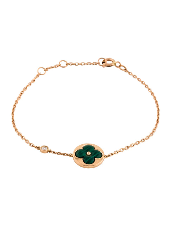 ˇGilded EraˇSUN MALACHITE 1 DIAMOND PINK GOLD BRACELET