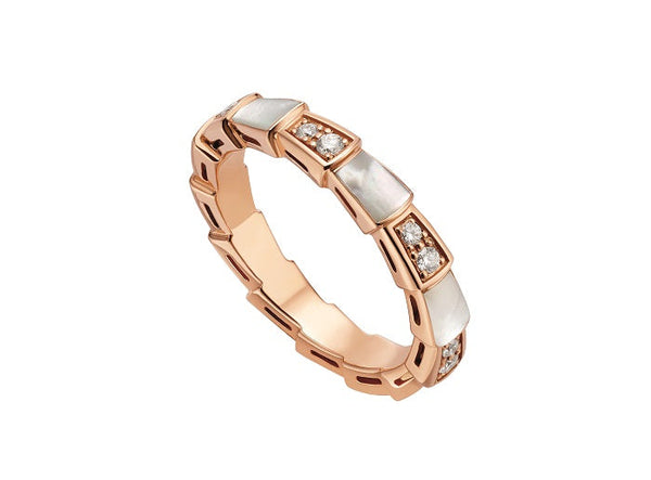 ˇGilded EraˇSERPENTI RING PINK GOLD DIAMOND MOP 3MM