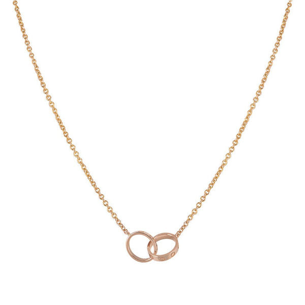 ˇGilded EraˇLOVE NECKLACE DOUBLE RING PINK GOLD