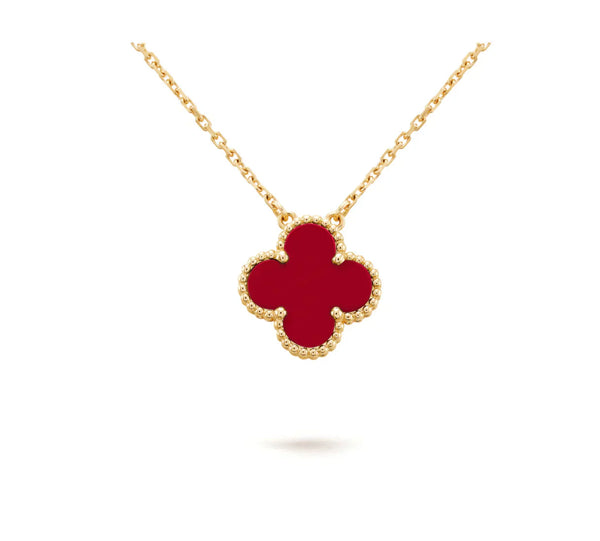 ˇGilded EraˇCLOVER 15MM CARNELIAN SINGLE FLOWER NECKLACE