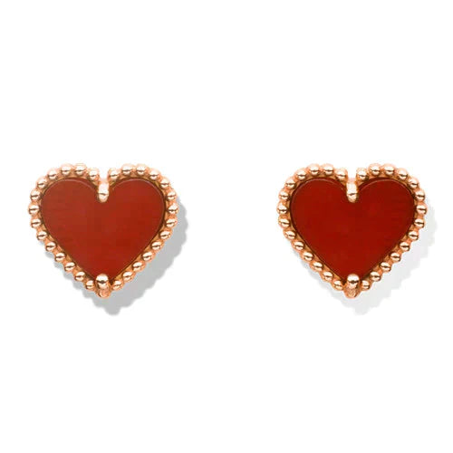 ˇGilded EraˇHEART CARNELIAN STUD EARRINGS