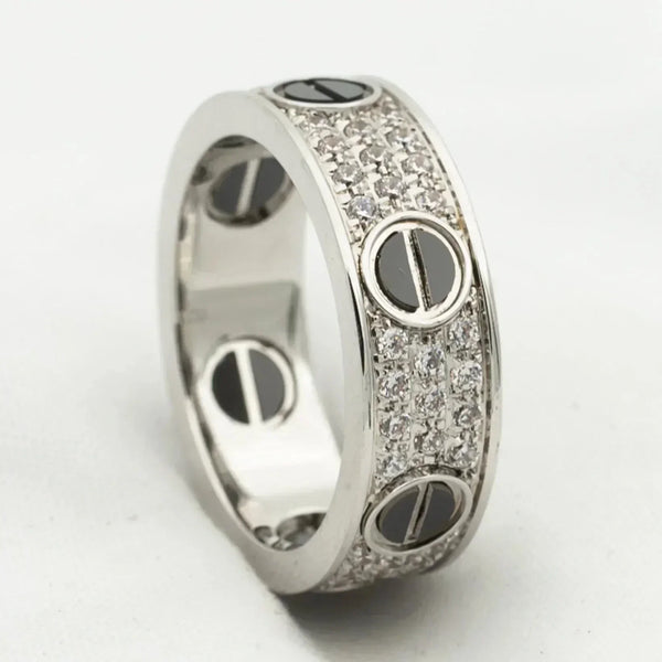 ˇGilded EraˇLOVE RING 5.5MM DIAMONDS PAVED CERAMIC