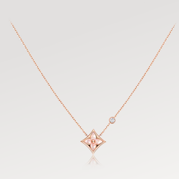 ˇGilded EraˇSTAR PINK MOP 1 DIAMOND PINK GOLD NECKLACE