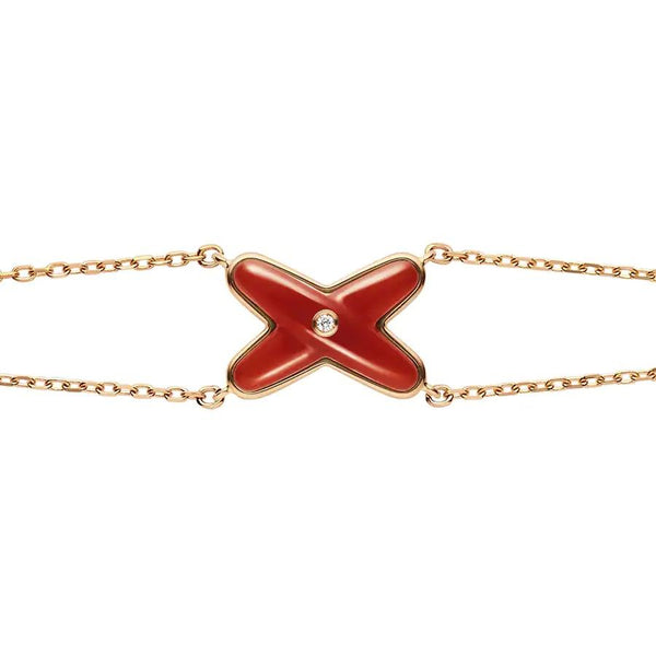 ˇGilded EraˇJEUX BRACELET CARNELIAN PINK GOLD 1 DIAMOND