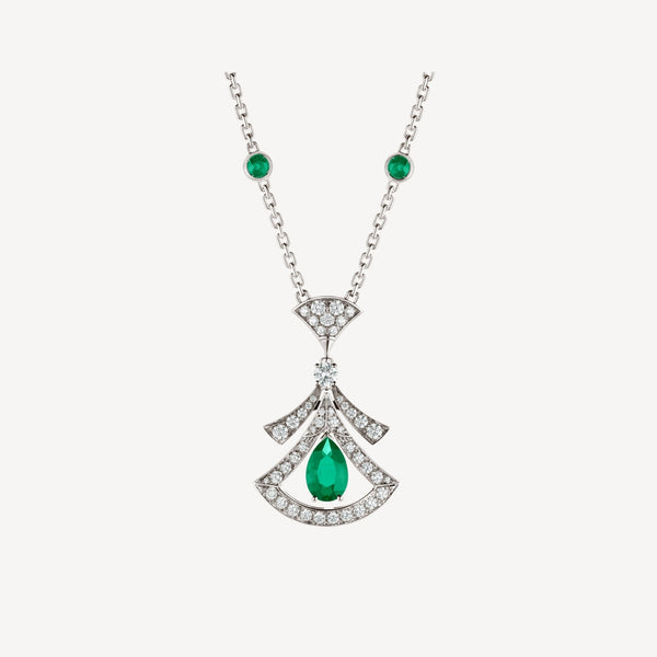 ˇGilded EraˇDREAM NECKLACE MALACHITE DIAMOND SILVER