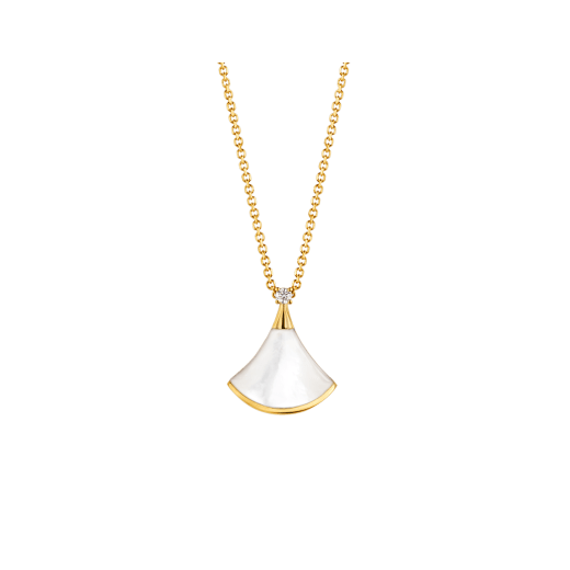 ˇGilded EraˇDREAM NECKLACE WHITE MOP GOLD 1 DIAMOND