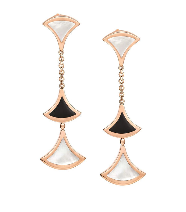 ˇGilded EraˇDREAM EARRINGS 3 MOTIFS ONYX MOP PINK GOLD