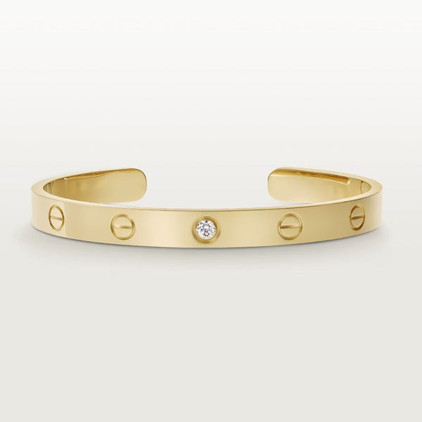 ˇGilded EraˇLOVE BRACELET 6.1MM 1 DIAMOND OPEN CUFF