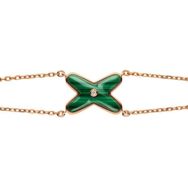 ˇGilded EraˇJEUX BRACELET MALACHITE PINK GOLD 1 DIAMOND