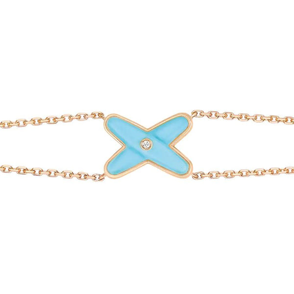 ˇGilded EraˇJEUX BRACELET TURQUOISE PINK GOLD 1 DIAMOND