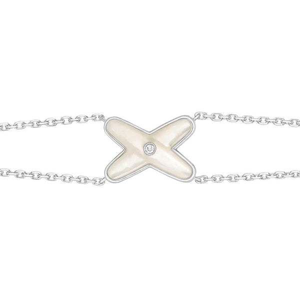ˇGilded EraˇJEUX BRACELET WHITE MOP SILVER 1 DIAMOND