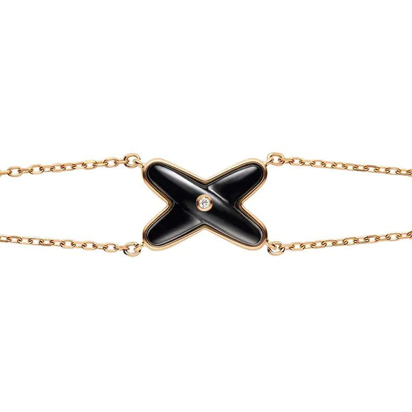 ˇGilded EraˇJEUX BRACELET ONYX PINK GOLD 1 DIAMOND