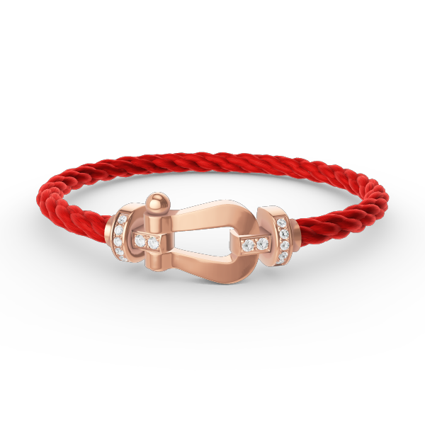 ˇGilded EraˇFORCE LARGE HORSESHOE HALF DIAMOND BRACELET ROSE GOLD