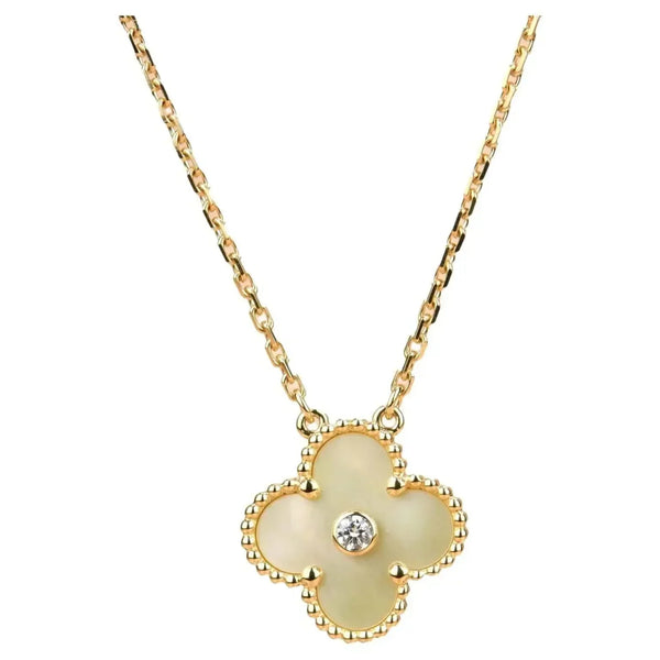 ˇGilded EraˇCLOVER 15MM DIAMOND GOLD MOTHER OF PEARL NECKLACE