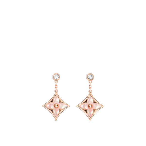 ˇGilded EraˇDOUBLE STAR PINK GOLD MOP DROP EARRINGS