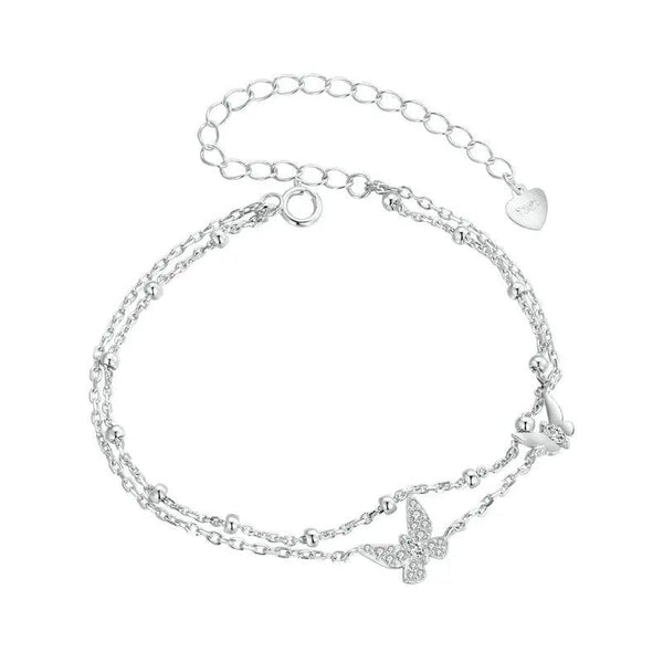 ˇGilded EraˇDouble-Layer Butterfly Bracelet CZ Layered Bracelet