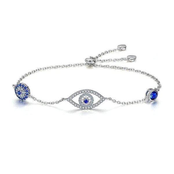 ˇGilded EraˇBlue Zircon Evil Eyes Bracelet Guardian Eye Chain for Women