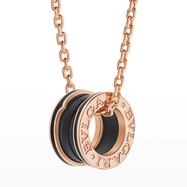 ˇGilded EraˇZERO 1 BLACK CERAMIC PINK GOLD NECKLACE