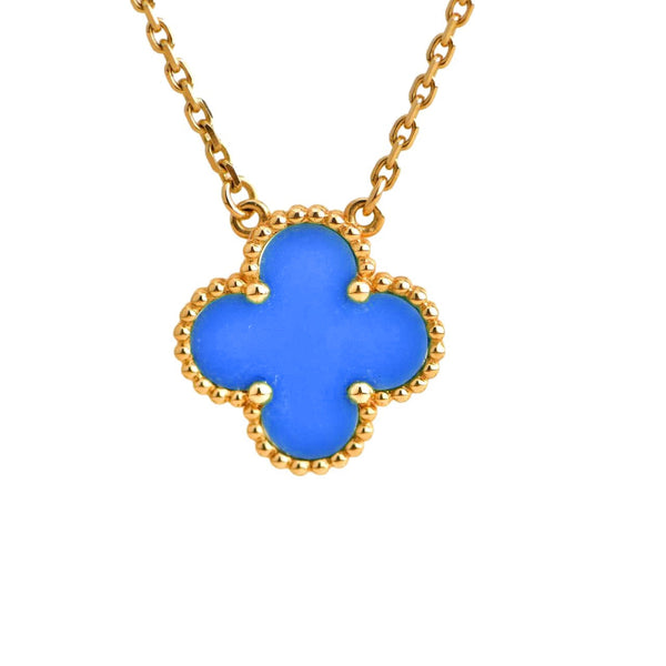 ˇGilded EraˇCLOVER 15MM BLUE AGATE NECKLACE