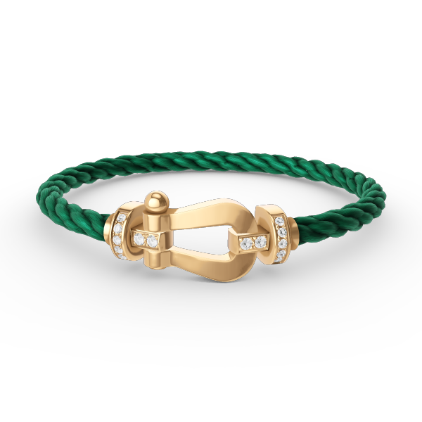 ˇGilded EraˇFORCE LARGE HORSESHOE HALF DIAMOND BRACELET GOLD