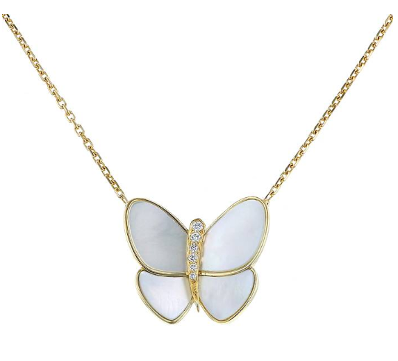 ˇGilded EraˇBUTTERFLY GOLD MOP DIAMOND NECKLACE