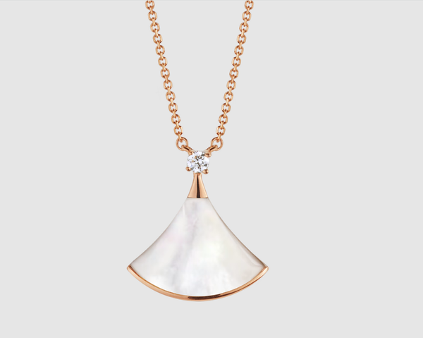 ˇGilded EraˇDREAM NECKLACE WHITE MOP PINK GOLD 1 DIAMOND