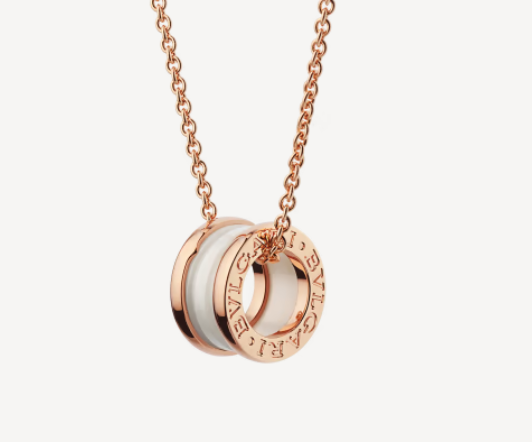 ˇGilded EraˇZERO 1 WHITE CERAMIC PINK GOLD NECKLACE
