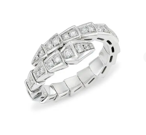 ˇGilded EraˇSERPENTI RING SILVER DIAMOND PAVED 4MM