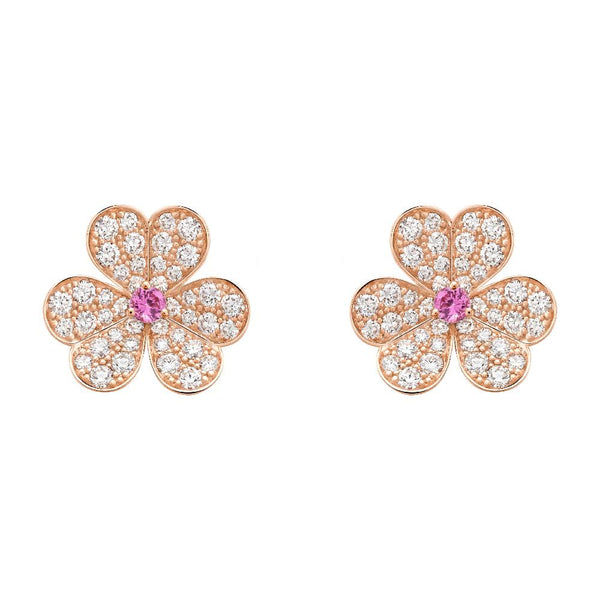 ˇGilded EraˇFRIVOLE PINK GOLD FLOWER DIAMOND EARRINGS