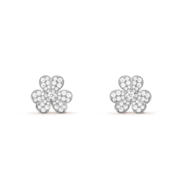 ˇGilded EraˇFRIVOLE SILVER FLOWER DIAMOND EARRINGS