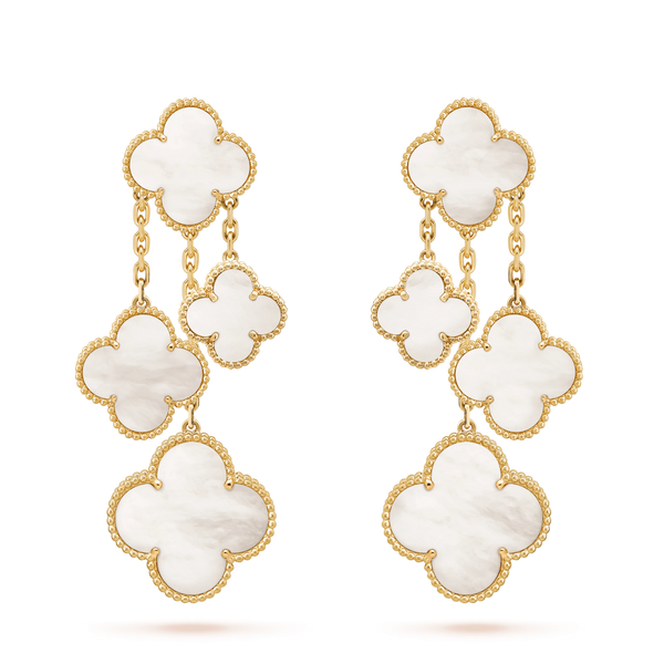 ˇGilded EraˇCLOVER EARRINGS WHITE MOP 4 MOTIFS GOLD