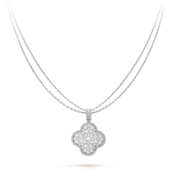 ˇGilded EraˇCLOVER 25MM SILVER FULL DIAMOND BIG CLOVER NECKLACE