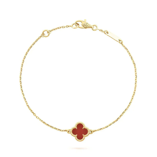 ˇGilded EraˇCLOVER  CARNELIAN SINGLE FLOWER BRACELET