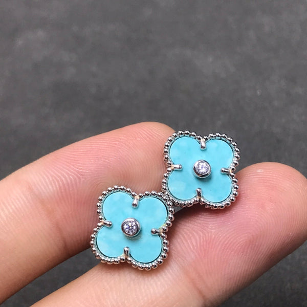 ˇGilded EraˇCLOVER 1 DIAMOND BLUE SKY SILVER EARRINGS