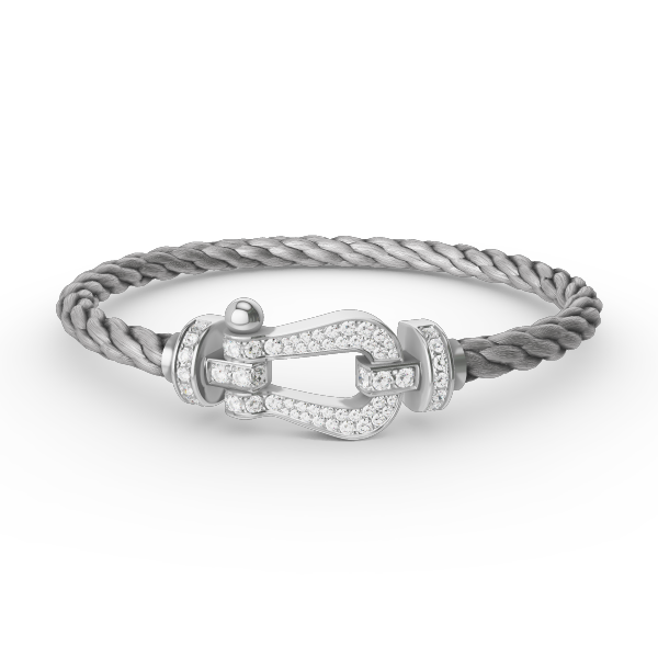 ˇGilded EraˇFORCE LARGE HORSESHOE FULL DIAMOND BRACELET SILVER